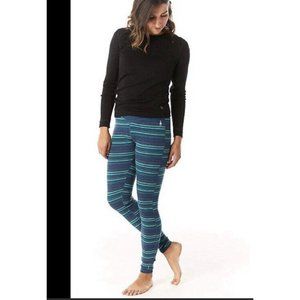 Smartwool  Merino 250 Base Layer Bottoms Women's Size Small Stripes Blue Peacock